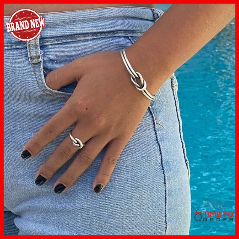 Sterling Silver Adjustable Knot Cuff Bracelet Min… - image 2